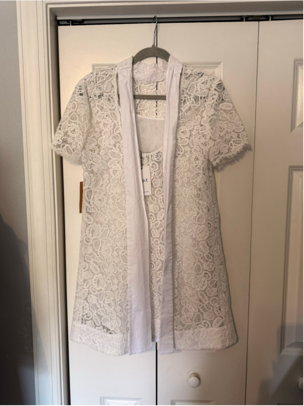 Women's o.p.t White Lace Mini Dress with Back Bow Detail, Size M - Picture 6 of 8